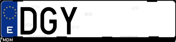 Matrícula española DGY, correspondiente al año 2005