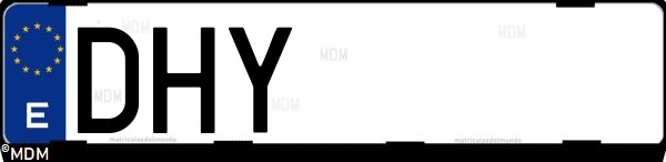 Matrícula española DHY, correspondiente al año 2005
