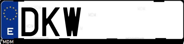 Matrícula española DKW, correspondiente al año 2005