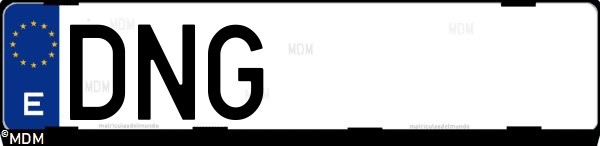 Matrícula española DNG, correspondiente al año 2005