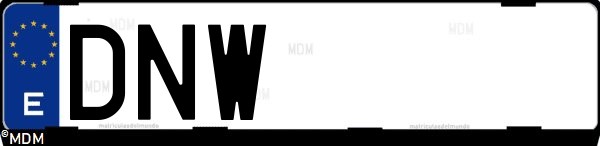 Matrícula española DNW, correspondiente al año 2005