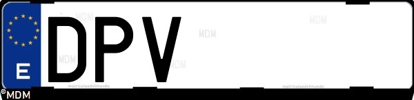 Matrícula española DPV, correspondiente al año 2005