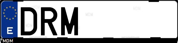 Matrícula española DRM, correspondiente al año 2005