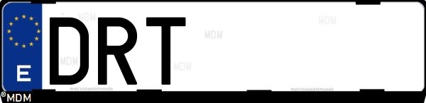 Matrícula española DRT, correspondiente al año 2005