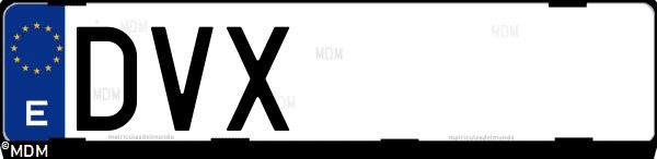 Matrícula española DVX, correspondiente al año 2006