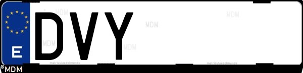 Matrícula española DVY, correspondiente al año 2006