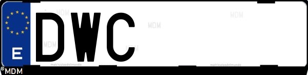 Matrícula española DWC, correspondiente al año 2006