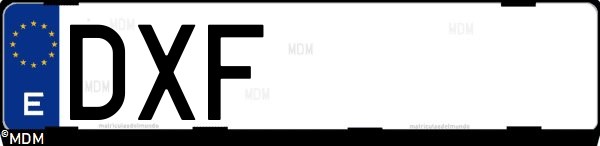 Matrícula española DXF, correspondiente al año 2006