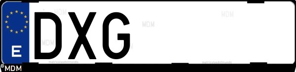 Matrícula española DXG, correspondiente al año 2006