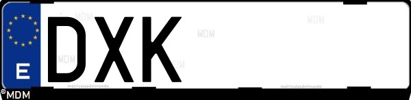 Matrícula española DXK, correspondiente al año 2006