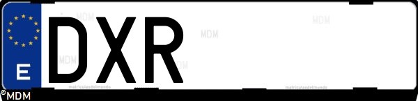 Matrícula española DXR, correspondiente al año 2006