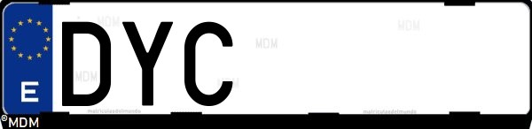 Matrícula española DYC, correspondiente al año 2006