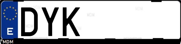 Matrícula española DYK, correspondiente al año 2006