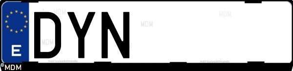 Matrícula española DYN, correspondiente al año 2006