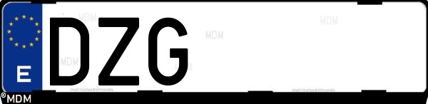 Matrícula española DZG, correspondiente al año 2006