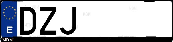 Matrícula española DZJ, correspondiente al año 2006