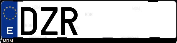 Matrícula española DZR, correspondiente al año 2006