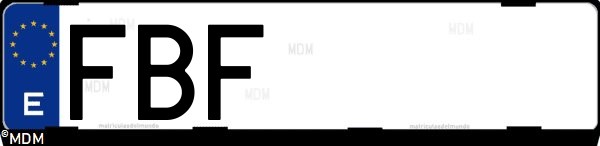 Matrícula española FBF, correspondiente al año 2006