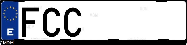 Matrícula española FCC, correspondiente al año 2006