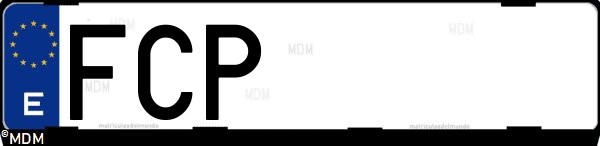 Matrícula española FCP, correspondiente al año 2006
