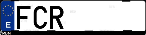 Matrícula española FCR, correspondiente al año 2006