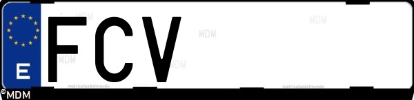 Matrícula española FCV, correspondiente al año 2006