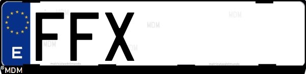 Matrícula española FFX, correspondiente al año 2006
