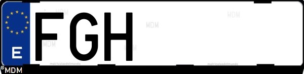 Matrícula española FGH, correspondiente al año 2006