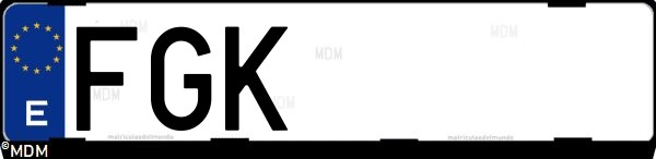 Matrícula española FGK, correspondiente al año 2006