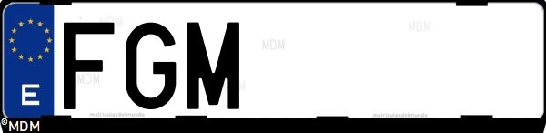 Matrícula española FGM, correspondiente al año 2006