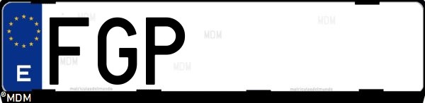 Matrícula española FGP, correspondiente al año 2006