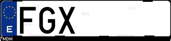 Matrícula española FGX, correspondiente al año 2006