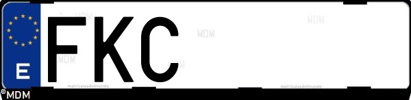 Matrícula española FKC, correspondiente al año 2006