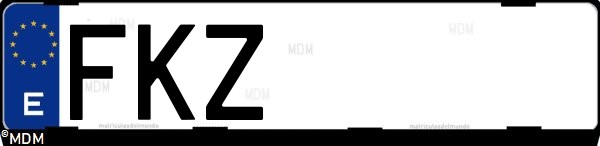 Matrícula española FKZ, correspondiente al año 2007