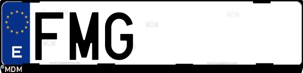 Matrícula española FMG, correspondiente al año 2007