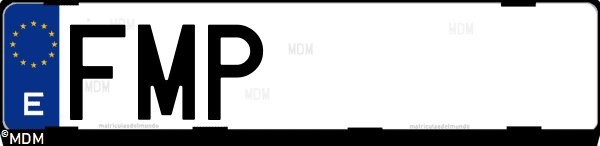 Matrícula española FMP, correspondiente al año 2007