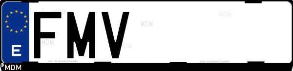 Matrícula española FMV, correspondiente al año 2007