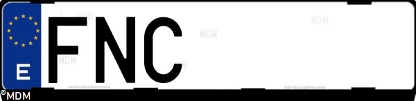 Matrícula española FNC, correspondiente al año 2007