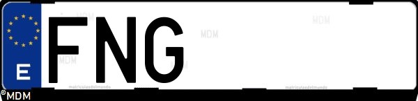 Matrícula española FNG, correspondiente al año 2007