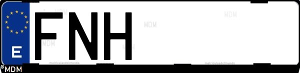 Matrícula española FNH, correspondiente al año 2007