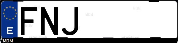 Matrícula española FNJ, correspondiente al año 2007