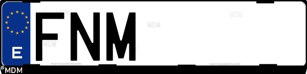 Matrícula española FNM, correspondiente al año 2007