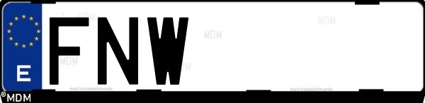 Matrícula española FNW, correspondiente al año 2007