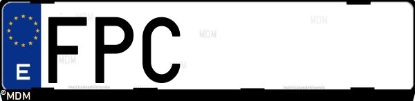 Matrícula española FPC, correspondiente al año 2007