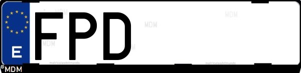 Matrícula española FPD, correspondiente al año 2007
