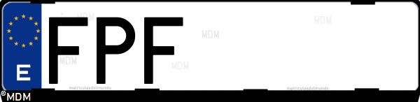 Matrícula española FPF, correspondiente al año 2007
