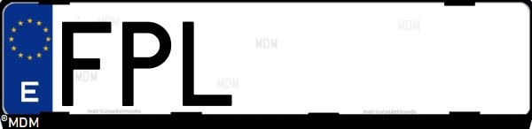 Matrícula española FPL, correspondiente al año 2007