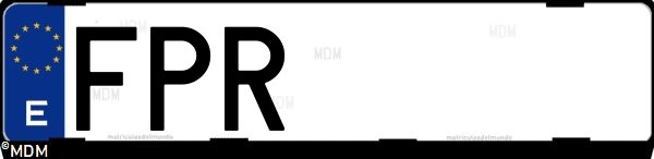 Matrícula española FPR, correspondiente al año 2007