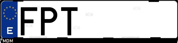 Matrícula española FPT, correspondiente al año 2007