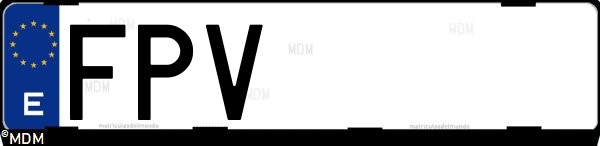 Matrícula española FPV, correspondiente al año 2007